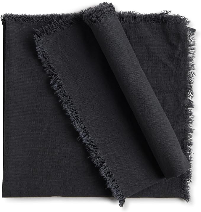 ACCENTHOME Cotton Grey Linen Napkin Set of 6 18x18 inch Dinner Napkins - Washable Soft Premium Hotel Quality Reusable Napkins Perfect Table Napkins for Family Dinners, Weddings & Everyday Use, Gray