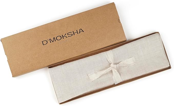 D'Moksha Homes Linen Light Natural Table Runner 108 Inches Long - 100% Pure Linen Dining Table Runner 14 x 108 Inch for Valentines, Spring, Easter - Machine Washable