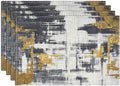 Emvency Farmhouse Placemats Set of 4, Abstract White Black Gold Vintage Art Painting 12x18 Inch Table Mats for Outdoor Home Party Kitchen Dining Decoration