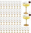 XUWAIDSGN 100 Pcs Champagne Martini Glasses 9 Oz with Gilded Removable Gold Rim Coupe Glasses Pink Martini Glasses Plastic Mimosa Vintage Coupe Glasses Set For Wedding Anniversary (100, Ribbed Gold)