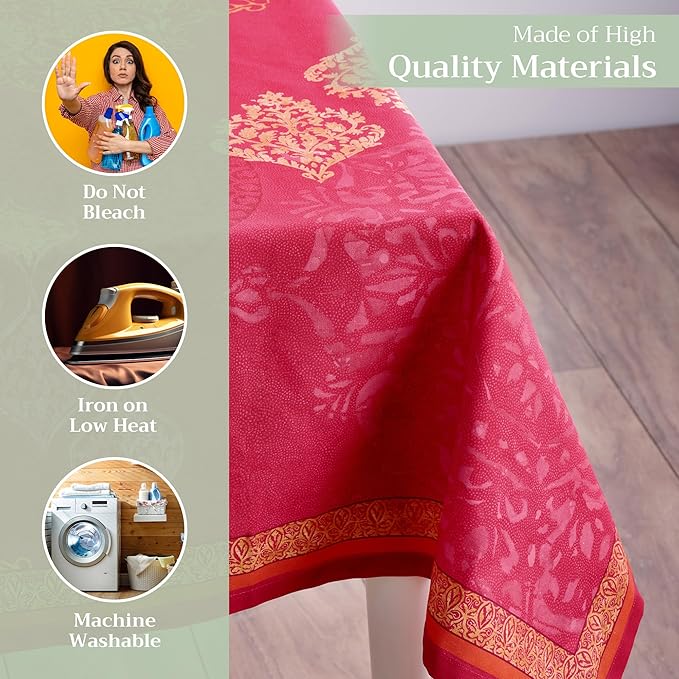 Maison d' Hermine Table Cloth Rectangle Table 100% Cotton 60 x 108 Inches Fall Tablecloth Reusable Everyday Use for Thanksgiving Christmas Decorations Dining Farmhouse Party (Versailles)
