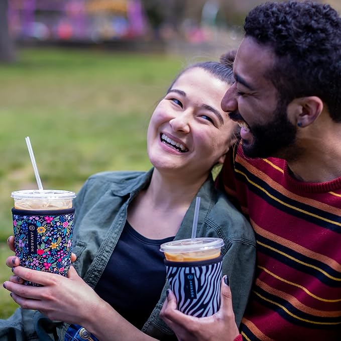 Sok It JavaSok Iced Coffee & Cold Soda Insulated Neoprene Cup Sleeve (Blush Blossoms, Large: 30-32oz)