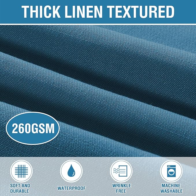 H.VERSAILTEX Linen Textured Table Cloths 60 x 120 Inch Premium Solid Tablecloth Spill-Proof Waterproof Table Cover for Dining Buffet Feature Extra Soft and Thick Fabric Wrinkle Free, Ink Blue
