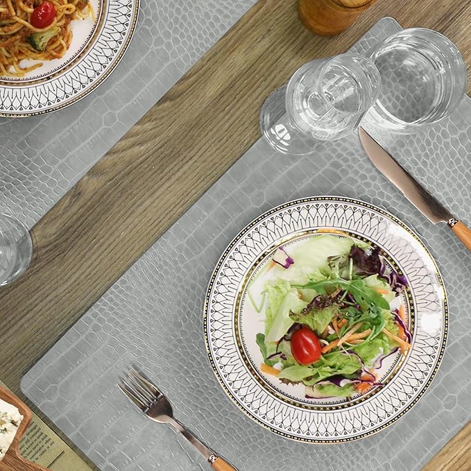 Set of 8 Faux Leather Placemats, PU Table Mats, Waterproof, Stain Resistant, Heat Resistant, Easy to Clean for Kitchen Dining Table,Conference Table