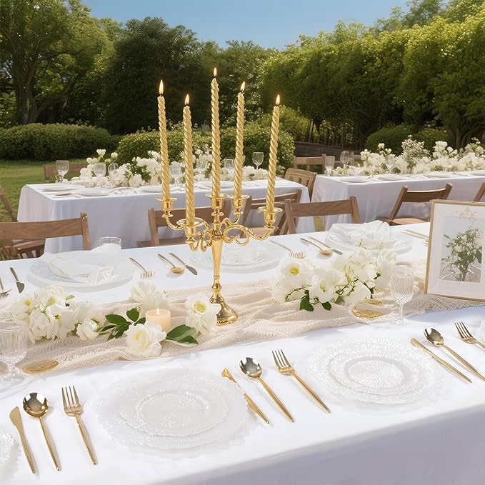U-QE 60PCS White Plastic Plates - Pearl White Plates Disposable&Reusable - Heavy Duty Plastic Plates for Party&Wedding Including 30 Dinner Plates 10" & 30 Appetizer Plates 7"