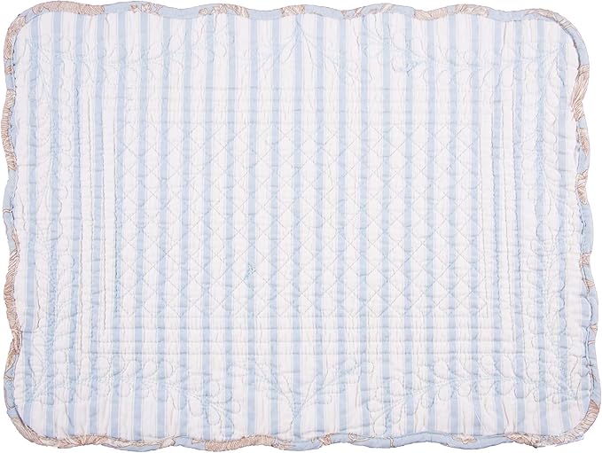 C&F Home Penelope Placemat Set of 6 Blue Cream White Floral Table Mat Rectangular 13 x 19 Quilted Reversible Washable Placemat Kitchen Dining Table Decor Decoration Rectangular Placemat Set of 6 Blue