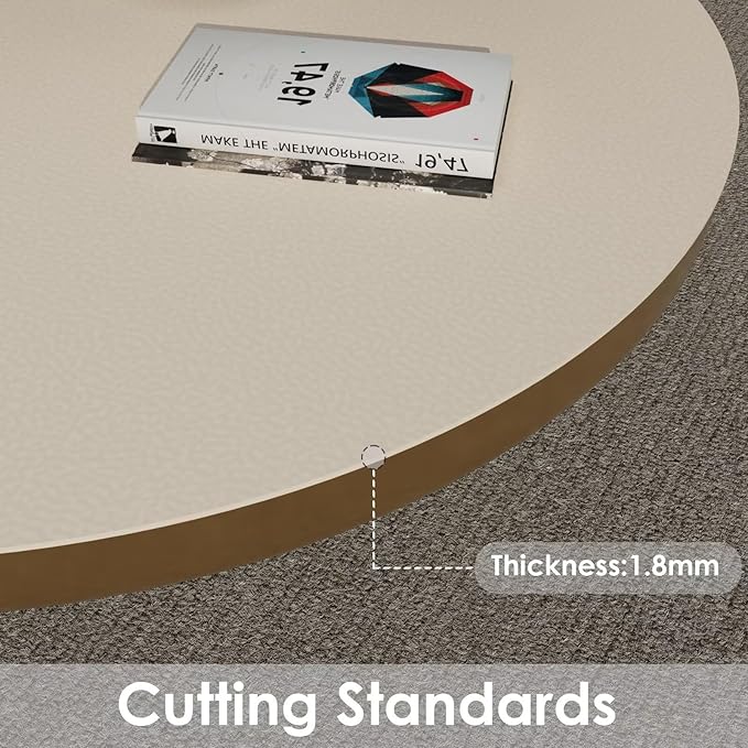 Round Table Cover - Can Be Used On Both Sides Waterproof and Easy to Clean Good Flatness Used for Dining Table(Light Beige+Light Gray Dia.42Inch)