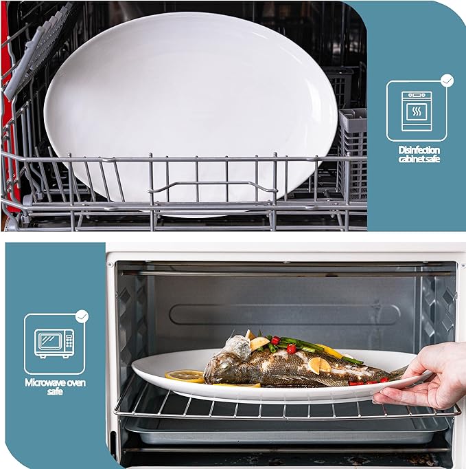 Serving Platters Set of 2 – 15.5 Inch Oval White Serving Platters, Large Porcelain Serving Platter Set for Party, Appetizers, Charcuterie, Sushi & Dessert, Microwave & Dishwasher Safe