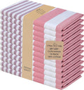 Urban Villa Christmas Dinner Napkins Horizontal Stripes Cloth Napkins Set of 12 Garnet/Red Color Dinner Napkins 20x20 Inches 100% Cotton Over Sized Cloth Napkins with Mitered Corners DinnerNapkins