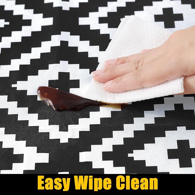 Smiry Rectangle Table Cloth Cover, Waterproof Elastic Fitted Picnic Tablecloth for 4 Foot Tables, Wipeable Flannel Backed Vinyl Tablecloths for Camping, Dining, Outdoor (Black, 24" x 48")