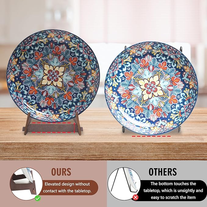 Wooden Easel Stand Plate Stands for Display Decorative Picture Frame Stand, Easel,Book, Plate Holder (13 inch - 2PCS)