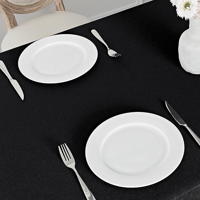 2 Pack Rectangle Tablecloth, 60x104 inch, Water Resistant Wrinkle Free Linen Textured Table Cloth Washable, Decorative Fabric Table Cover for Dining, Party and Camping, Black