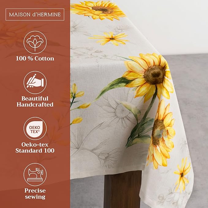 Maison d' Hermine Table Cloth Rectangle Table 100% Cotton 60 x 90 Inches Tablecloth Reusable Decorative for Dining Room Farmhouse Home Valentines Day Decorations Spring Summer - Candice
