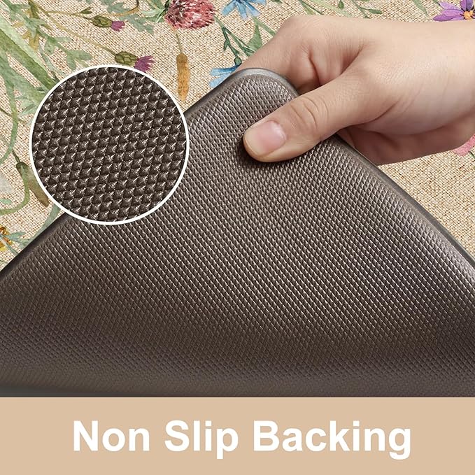 KIMODE Anti Fatigue Mats for Kitchen Floor, 24"x71" Farmhouse Kitchen Runner Rug, Non Slip Kitchen Mats for Floor, Cushioned Kitchen Floor Mats for Sink Laundry Office Desk Brown