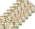 C&F Home Elle 100% Cotton Quilted Vintage Set of 6 Placemats 13" x 19" Spring Springtime Garden Floral Flowers Home Kitchen Dining Dinner Table Tabletop Machine Wash Reversible Scalloped Edge Decor