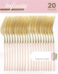 PlasticPro 20 Count Gold and Pink Plastic Dinner Forks Premium Quality Heavy Duty Disposable Elegant Silverware Two Tone Forks for Party