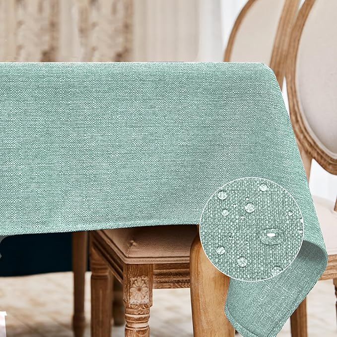 BALCONY & FALCON Square Tablecloth - Small Waterproof Table Cloth, Wrinkle Resistant Table Cover Linen Fabric Tablecloths for Dining Kitchen Wedding and Outdoor Decoration (Celadon Green, 55"x55")