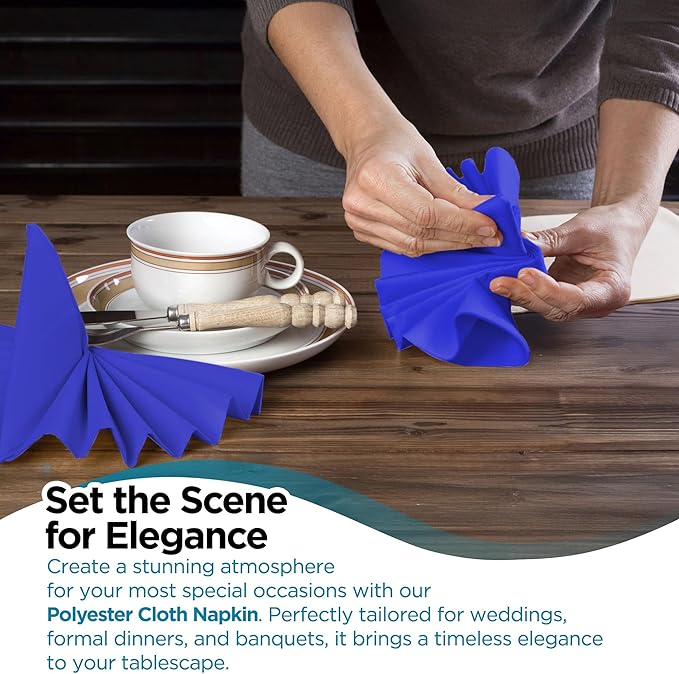 Polyester Cloth Napkins - Washable Soft Table Linens - Durable & Elegant for Dining, Restaurants, Weddings, Events, Rentals, Banquets, & Parties - Premium Quality Set of 250, Royal Blue, 17"x17"