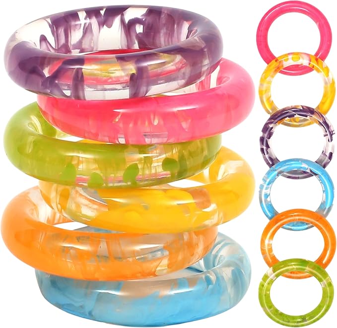 CLEENTABLE Napkin Rings Set of 12 - Epoxy Resin Napkin Holder Cuffs for Dinner Table Décor - Farmhouse Modern Serviette Rings for Weddings, Parties, Receptions, Banquets, Daily Use (Pastel)
