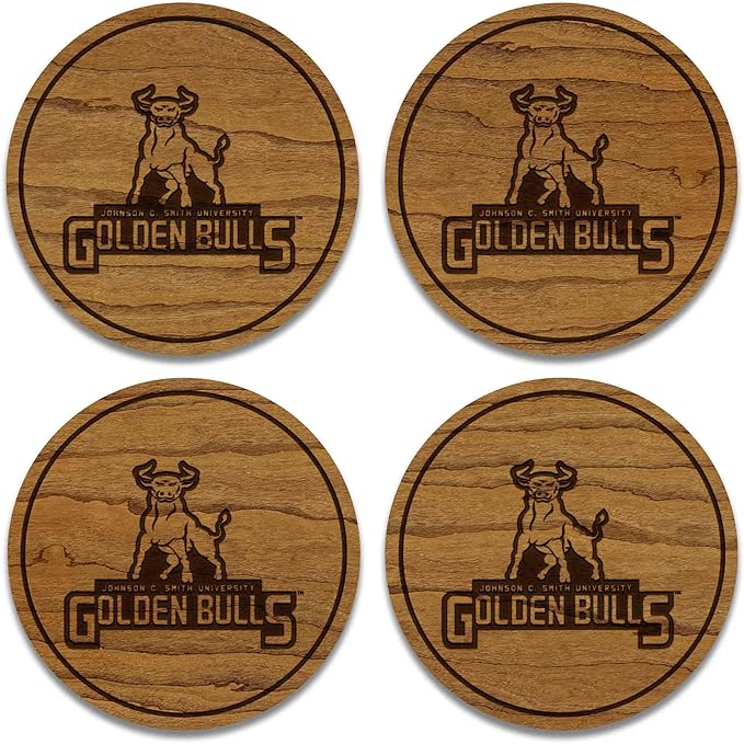 LazerEdge John C Smith Golden Bulls Wooden Coaster Set - Cherry Wood - Officially Licensed Product - 4-Pack