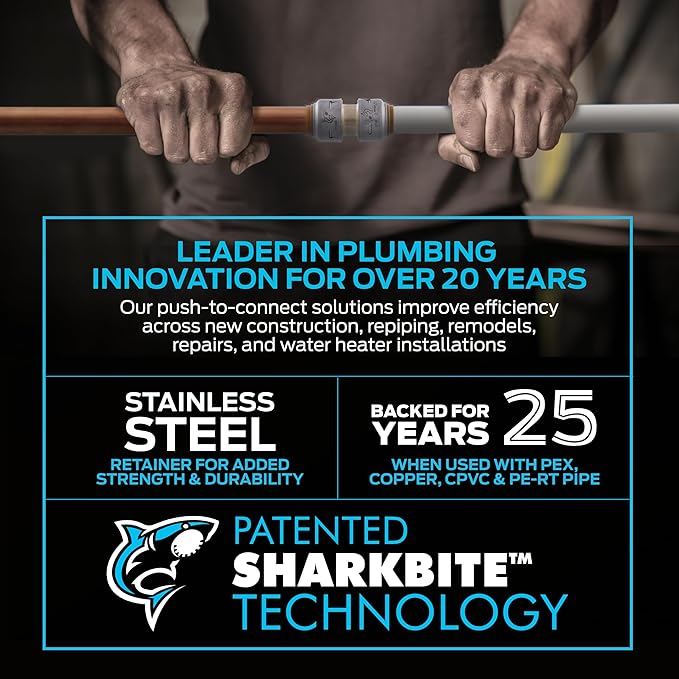 SharkBite Max 1/2 x 1/4 Inch Compression Angle Stop Valve, Quarter Turn, Push to Connect Brass Plumbing Fitting, PEX Pipe, Copper, CPVC, PE-RT, HDPE, UR23336
