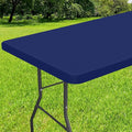Smiry Rectangle Tablecloth, Elastic Fitted Flannel Backed Vinyl Tablecloths for 6ft Folding Tables, Waterproof Wipeable Table Covers for Indoor, Outdoor, Picnic and Camping (Navy, 30"x72")