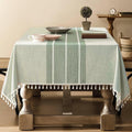 ZeeMart Contrast Linen Table Cloth Rectangle Table Cloths 52x70 Inch Green, Farmhouse Style Heavy Weight Sage Green Tablecloth, Water Resistant Burlap Tablecloths