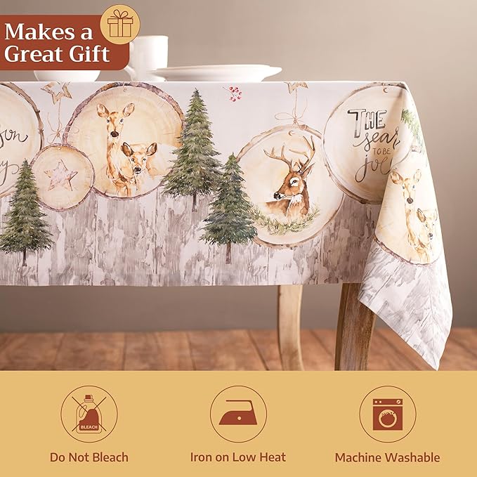 Maison d' Hermine Table Cloth Rectangle Table 100% Cotton 60 x 108 Inches Fall Tablecloth Reusable Everyday Use for Thanksgiving Christmas Decorations Dining Farmhouse Party (Mountain Life)