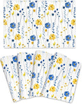 Navy Blue Yellow Flower Placemats Set of 4 12"x18", Watercolor Floral Decorative Table Mats for Kitchen Dining Table Spring Summer Place Mats Heat Resistant Washable