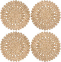 13.8" Round Corn Husk Placemats | Boho Woven Rattan Table Mats | Natural Spring Farmhouse Plate Chargers | Handmade Rustic Wicker Place Mats for Christmas Wedding (Set of 4)