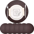 PIGCHCY Round 15" Water-Resistant Placemats Set of 6, Premium Faux Leather Placemats PVC Easy Clean Table Mats for Hotels Outdoor Dining, Wedding Decor (Brown)