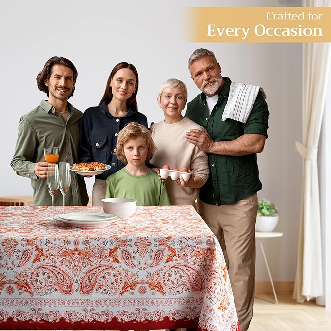 Maison d' Hermine Table Cloth Square Table 100% Cotton 60 x 60 Inches Fall Tablecloth Reusable Everyday Use for Thanksgiving Christmas Decorations Dining Farmhouse Party (Orient)