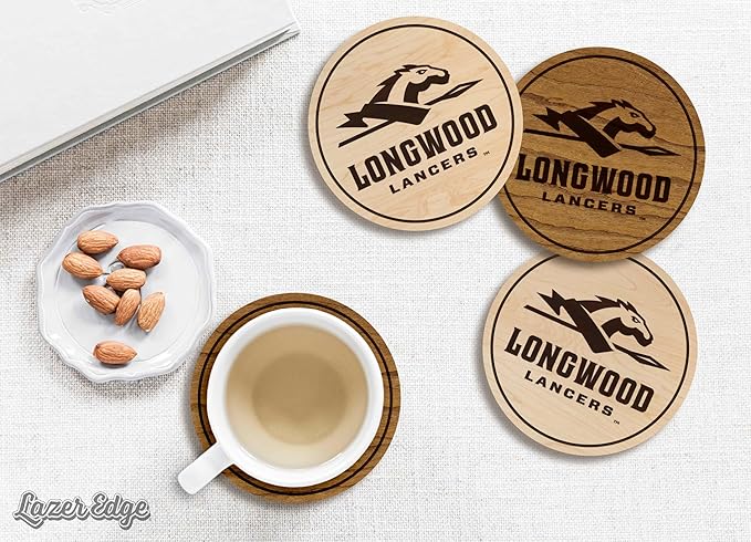 LazerEdge Longwood Lancers Wooden Coaster Set - Maple Wood - Officially Licensed Product - 4-Pack