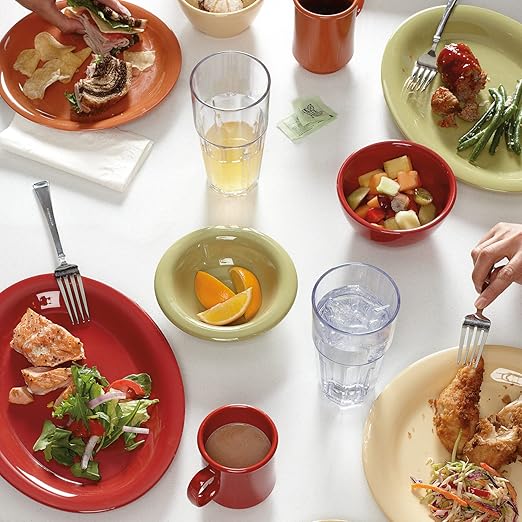 G.E.T. 10.5" Heavy-Duty Wide Rim Melamine Plastic Dinner Plate (Set of 12)