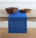 Solino Home Linen Royal Blue Table Runner 144 Inches Long - 100% Pure Linen Extra Long Table Runner 14 x 144 Inch for Spring - Classic Hemstitch