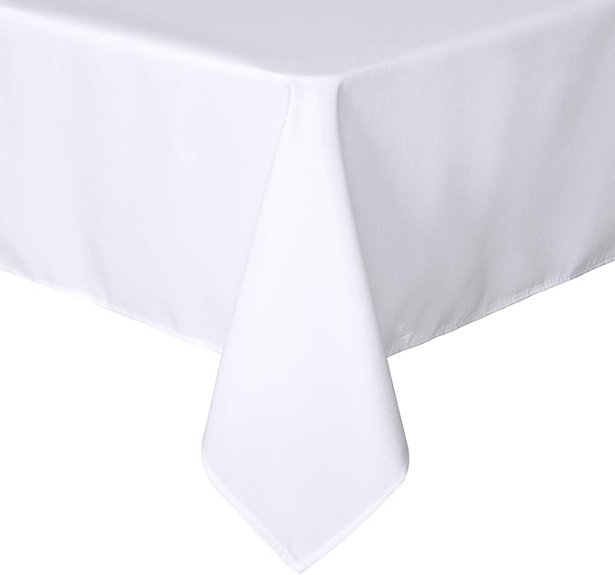 sancua Square Tablecloth - 70 x 70 Inch - Water Resistant Spill Proof Washable Polyester Table Cloth, Decorative Fabric Table Cover for Dining Tables, Buffet Parties and Camping, White