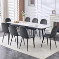 Extendable Dining Table Set for 8, 55'' to 78.8'' Rectangular Thickened Sintered Stone Kitchen Table with 8 Upholstered Chairs, Modern Space Saving 9-Piece Dinner Table Set