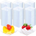 300 Pieces Mini Square Dessert Plates 2.5 x 2.5 Inch Disposable Appetizer Plates Small Clear Plastic Dish for Dessert Salad Appetizer Sauces Tastings Cake Wedding Party Serving (Clear)