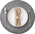 Round Placemats Set of 8 Woven Placemats Washable Braided Table Mats for Dining Table Heat Resistant Non-Slip Circle Place Mats(Mixed Gray)