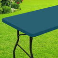 Smiry Rectangle Picnic Table Cloth, Waterproof Elastic Fitted Tablecloths for 4 Foot Tables, Washable Polyester Table Cover for Camping, Indoor and Outdoor (Peacock Blue, 24"x48")