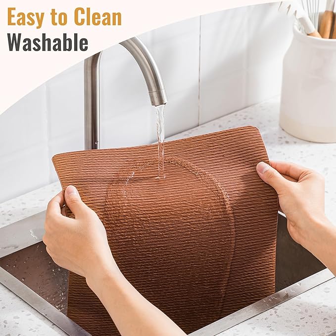 Jovono Faux Leather Placemats Set of 8, Waterproof Washable Table Mats, Easy-Clean Heat Resistant Kitchen Vinyl Place Mat for Dining Table, Restaurant, Indoor, 17.8"x11.8", Brown