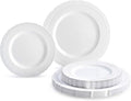 " OCCASIONS " 80 Plates Pack,(40 Guests) Extra Heavyweight Vintage Wedding Disposable/Reusable Plastic Plates 40 x 11'' Dinner + 40 x 8.25'' Salad/Dessert Plate (Chateau White)