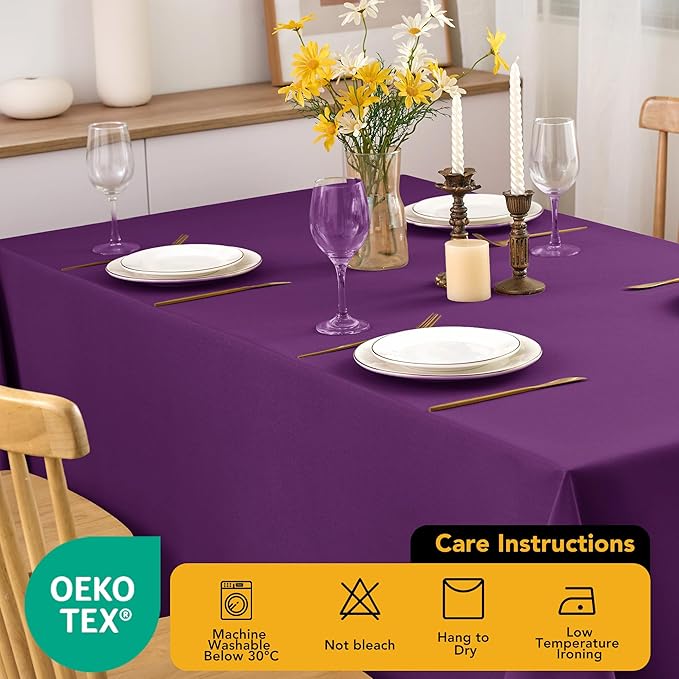 6-Pack Purple Tablecloths for Rectangle Tables, 90 x 156 Inches, Stain-Resistant Polyester Fabric for 8 Foot Tables - Washable Table Covers for Weddings, Banquets, Birthday Parties, Events