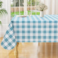 misaya Square Waterproof Vinyl Table Cloth, Buffalo Flannel Backed Tablecloth, Wipeable Plastic Table Cover for Dinner, Kitchen, Outdoor (54" x 54", Aquamarine and White)