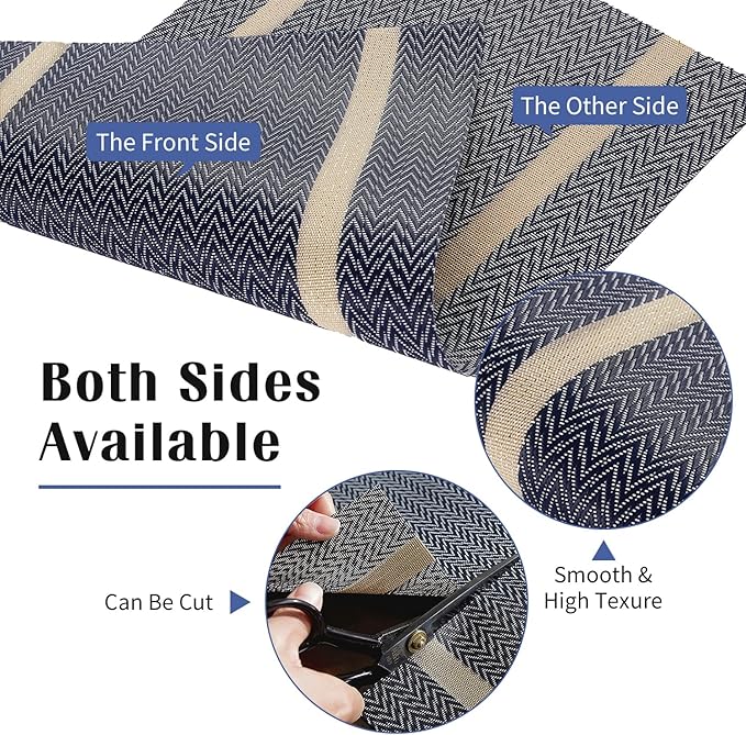 FAVE Placemats Set of 6 Blue Placemats Woven with Golden Thread Durable and Wipeable Vinyl Placemat Heat Resistant Table Mats Set of 6 High Texture Place Mats for Kitchen Table（Blue placemat）