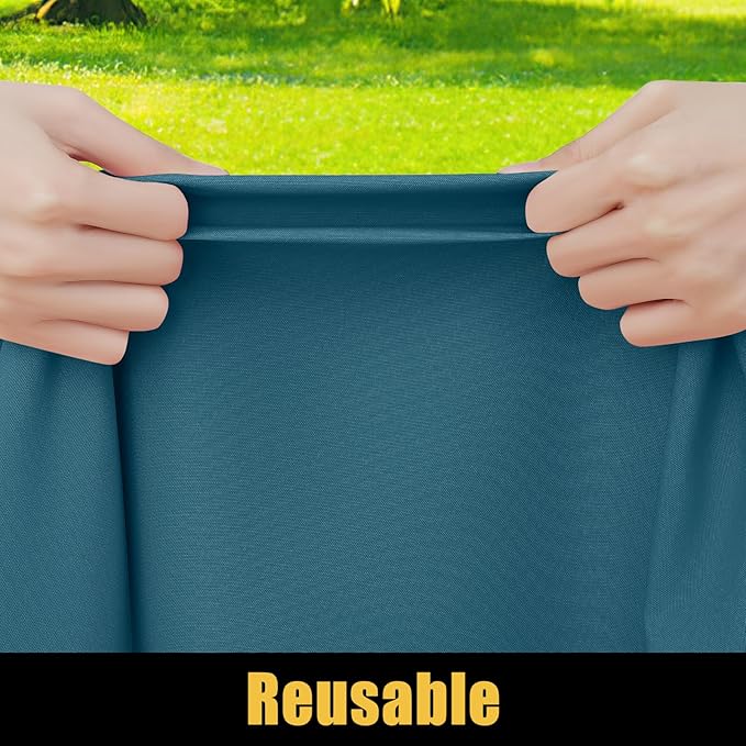 Smiry Rectangle Picnic Table Cloth, Waterproof Elastic Fitted Tablecloths for 6 Foot Tables, Washable Polyester Table Cover for Camping, Indoor and Outdoor (Peacock Blue, 30"x72")