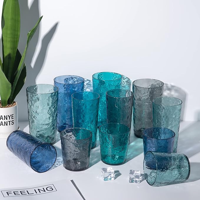 KX-WARE 18-ounce Acrylic Highball Glasses Plastic Tumbler, set of 8 Green