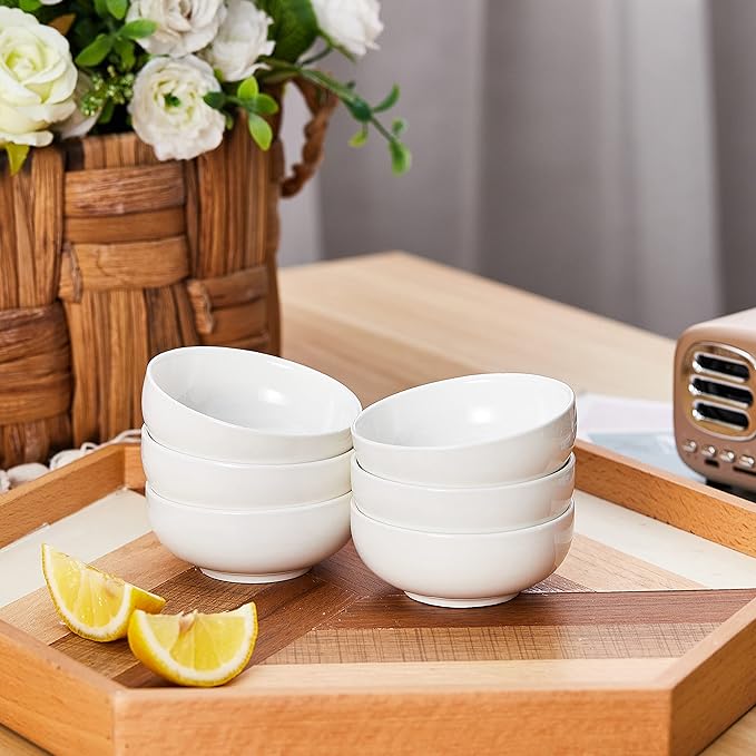 Ceramic Pinch Bowls,2.7 oz Mini Prep Dip Bowl Set,Small Dipping Salsa Charcuterie Soy Sauce Side Dish for Sushi,Set of 6 (White)