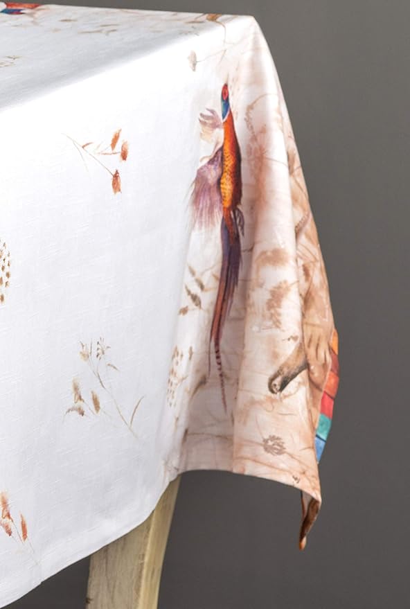 Maison d' Hermine Table Cloth Square Table 100% Cotton 60 x 60 Inches Fall Tablecloth Reusable Everyday Use for Thanksgiving Christmas Decorations Dining Farmhouse Party (Faisan D'Automne)