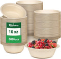 Small Paper Bowls 10 oz, 500 Pack Heavy Duty Paper Bowls Bulk, Eco-Friendly Compostable Small Bowl Disposable for Soup, Snacks, Fruit, Biodegradable Bagasse
